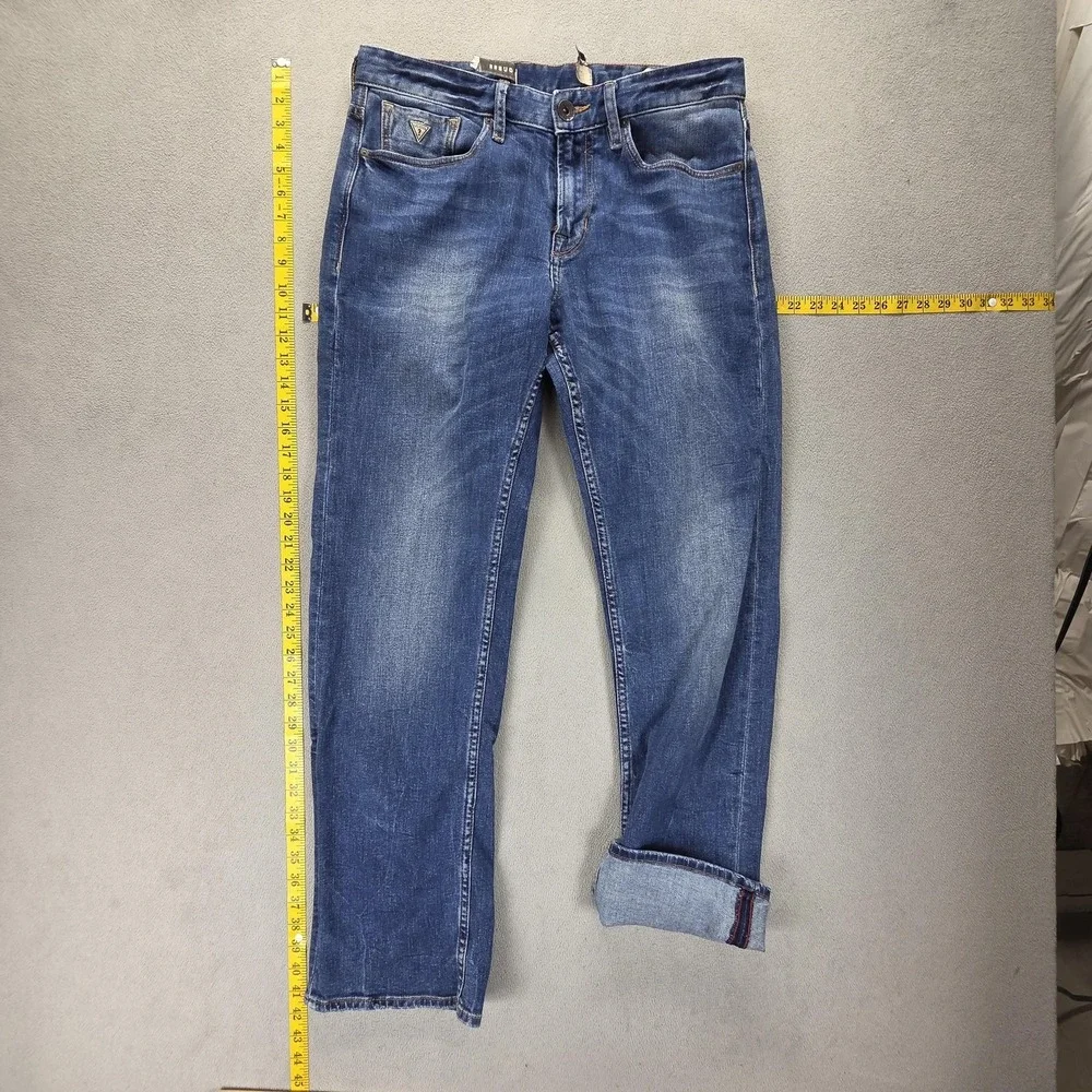 Guess Jeans Mens‎ 31x32 Blue Selvedge Folsom Blues Wash Honeycomb Whiskers
